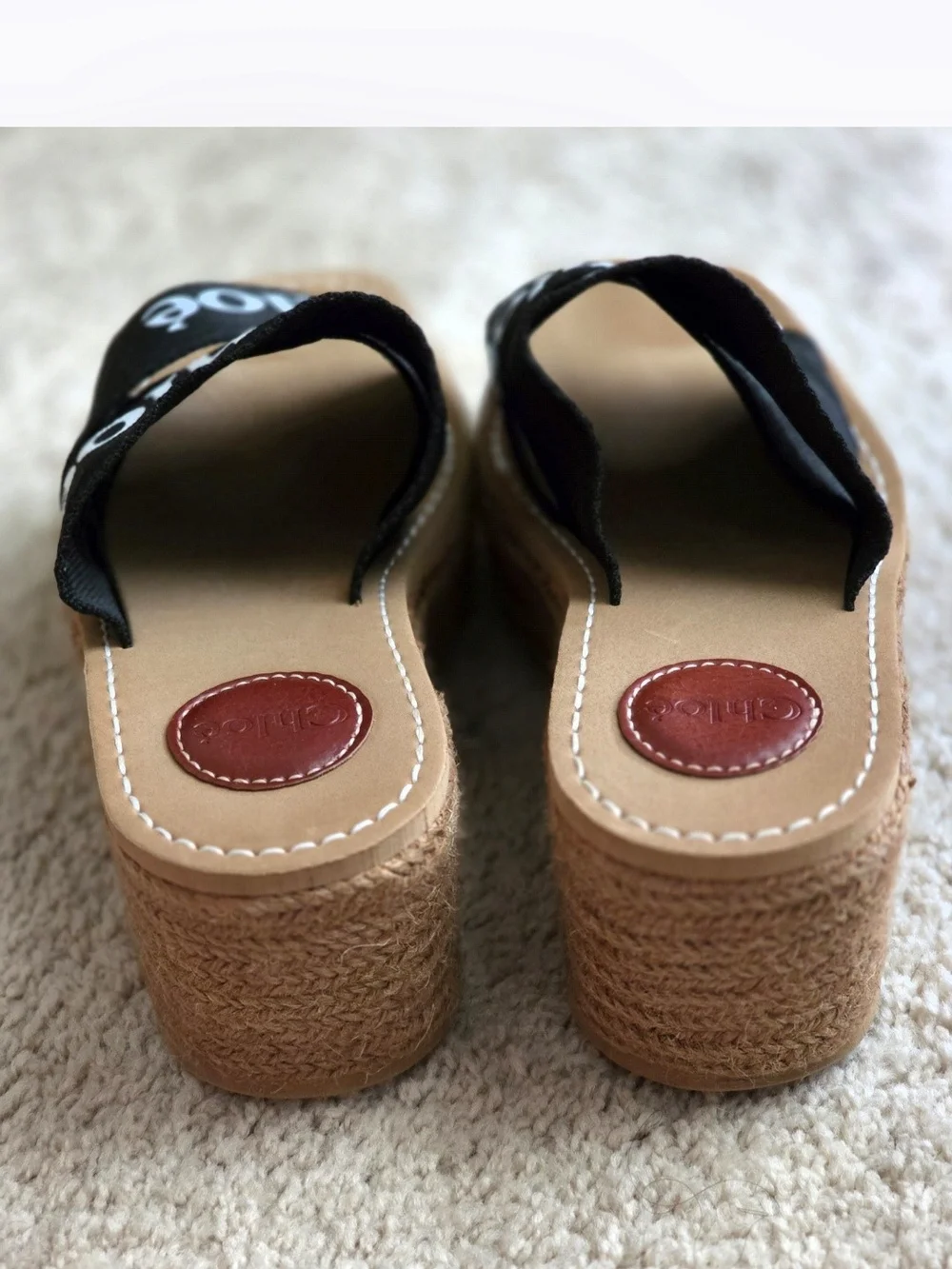 Black Logo Platform Espadrille Sandals